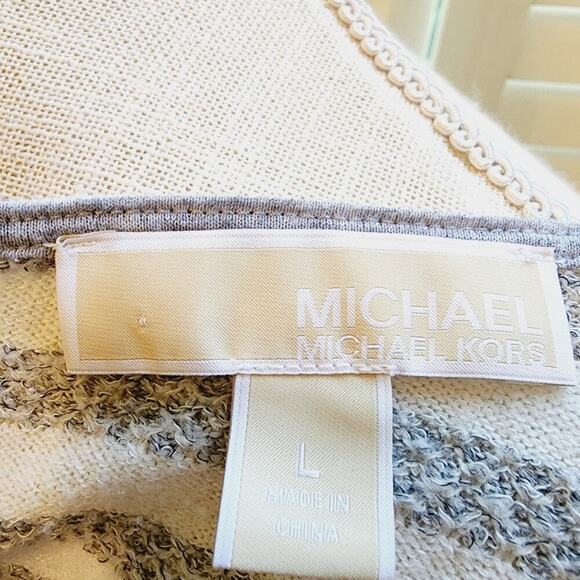 MICHAEL KORS SLEEVELESS GRAY/WHITE TANK WITH ZIP BACK SIZE LARGE - Picture 6 of 6